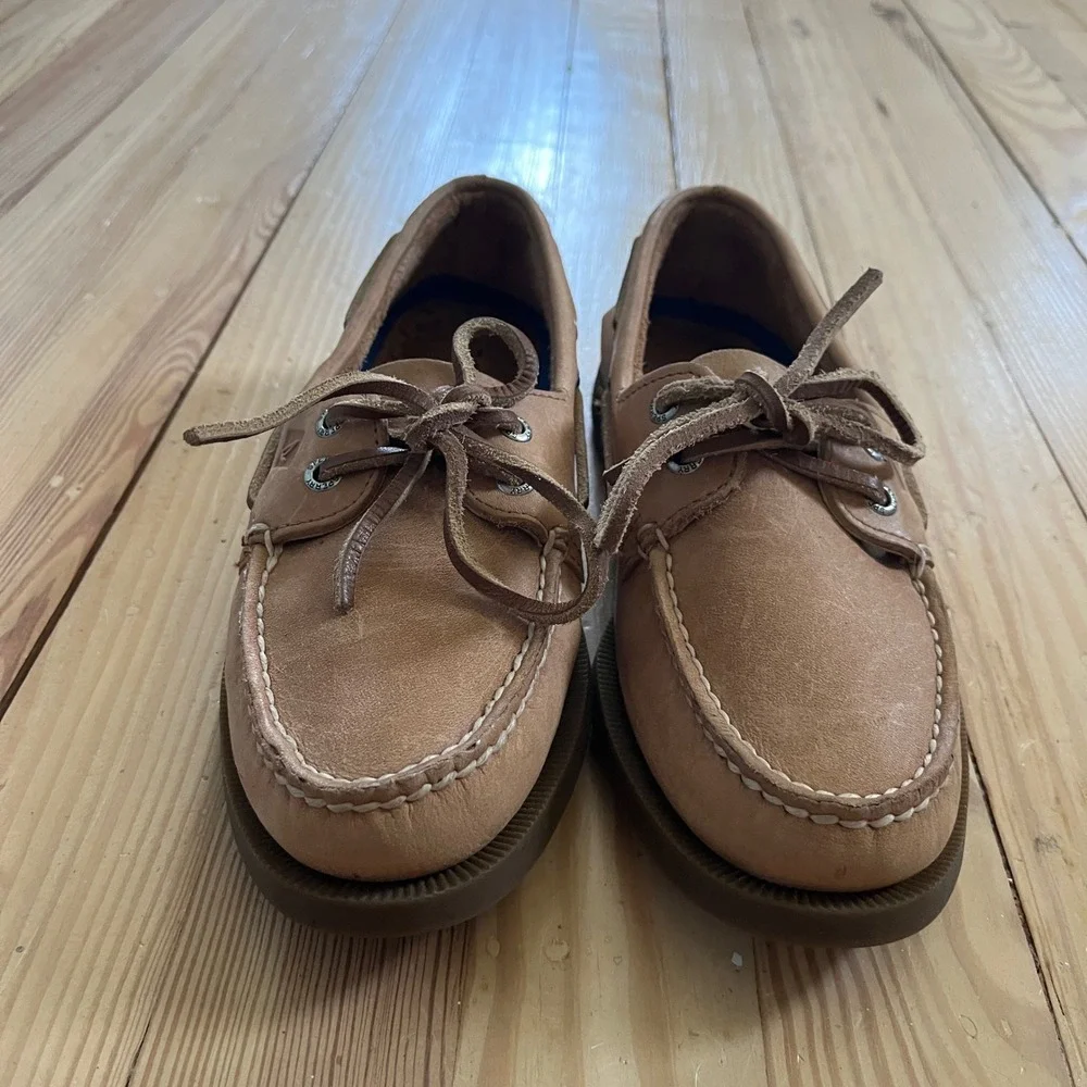 Sperry Top-Sider Authentic Original Tan Leather Boat Shoe Mens 5M 0197640 preppy